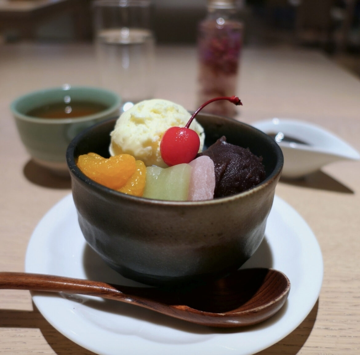 あかぎカフェのクリームあんみつ